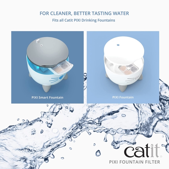 Catit PIXI Cat Drinking Fountain Filter, Replacement Triple Action Water Filter, 3-Pack - Image 4