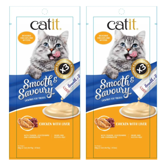 Catit Smooth & Savoury, Chicken with Liver  (4x15g per pack)