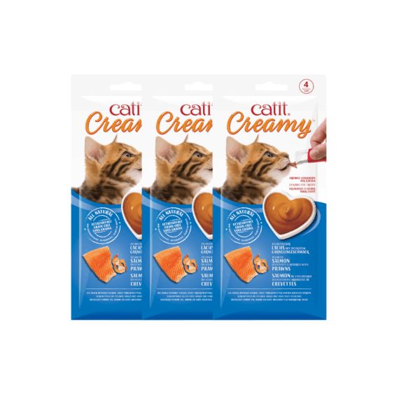 Catit Creamy Treats - Salmon - (4x10g per pack) (Combo of 3 Pack)