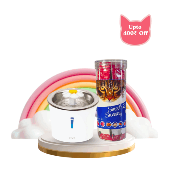 Catit Flower fountain stainless with Smooth & Savoury Jar 50