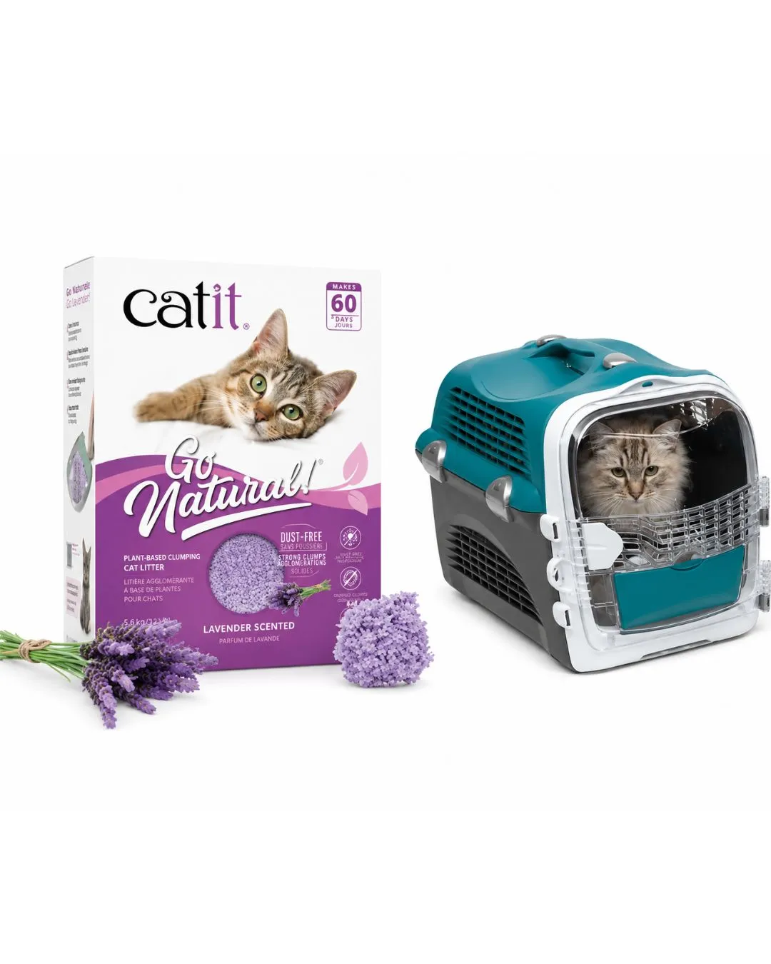 Catit Premium 5.6kg Cat Litter and Travel Carrier Combo (Hygiene & Travel Pack)