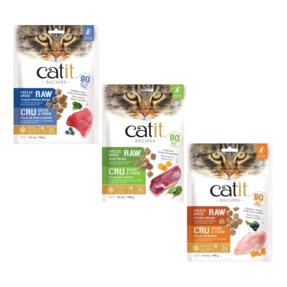 Catit Freeze-Dried Recipes Protein Combo (Chicken + Duck + Tuna & Chicken) – 3 x 100g