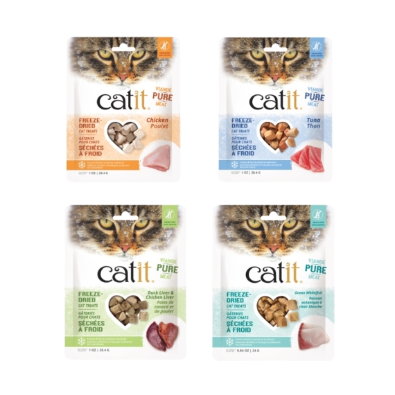 Catit Freeze-Dried Cat Treats Combo Pack (Ocean Whitefish + Chicken + Tuna + Duck Liver & Chicken Liver) – 4 x 24g