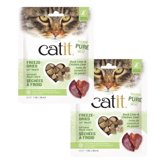 Catit Freeze-Dried Duck Liver & Chicken Liver Cat Treats Combo (Pack of 2) – 2 x 28.4g
