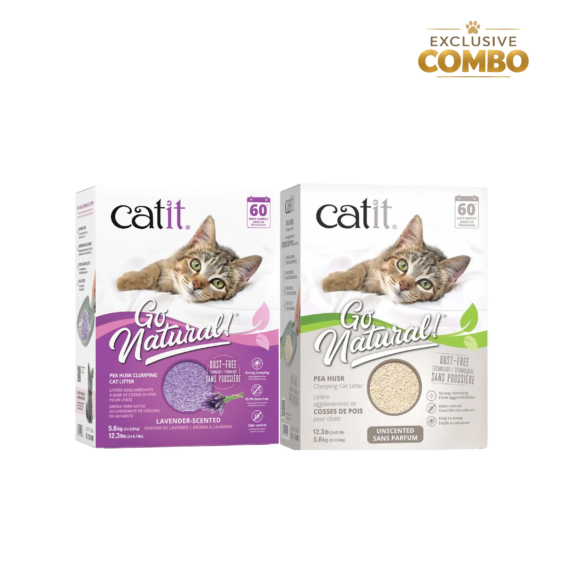 Catit Go Natural Pea Husk Cat Litter – Lavender & Unscented Combo