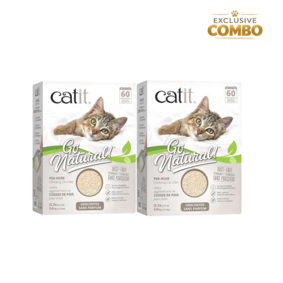 Catit Go Natural Pea Husk Unscented Cat Litter – Double Pack Combo