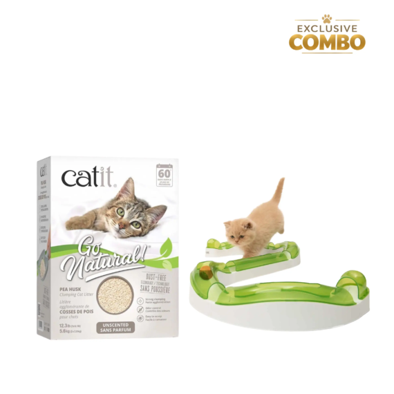 Catit Go Natural Pea Husk Cat Litter Unscented 5.6 kg + Senses 2.0 Wave Circuit