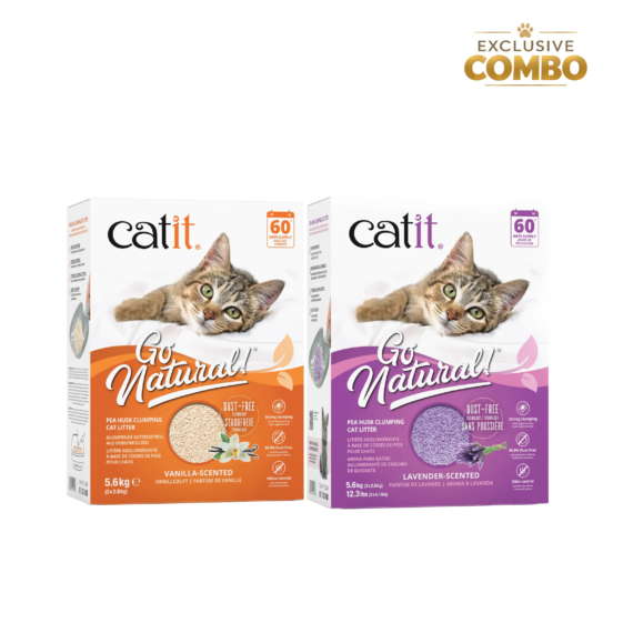 Catit Go Natural Pea Husk Cat Litter – Vanilla & Lavender Combo