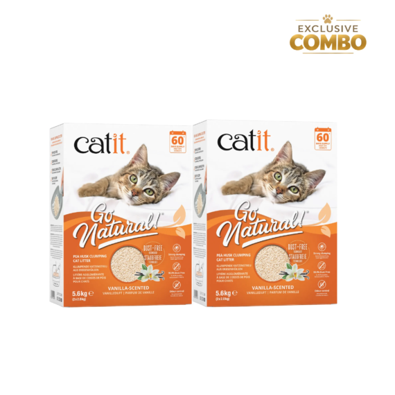 Catit Go Natural Pea Husk Cat Litter – Vanilla Double Pack Combo