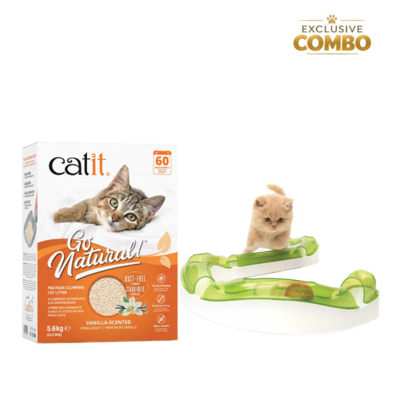 Catit Go Natural Pea Husk Cat Litter Vanilla 5.6 kg + Senses 2.0 Super Circuit