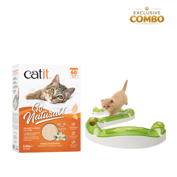 Catit Go Natural Pea Husk Cat Litter Vanilla 5.6 kg + Senses 2.0 Wave Circuit